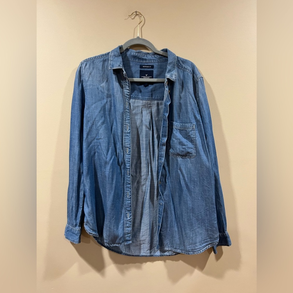 American Eagle denim Boyfriend shirt. Size large.